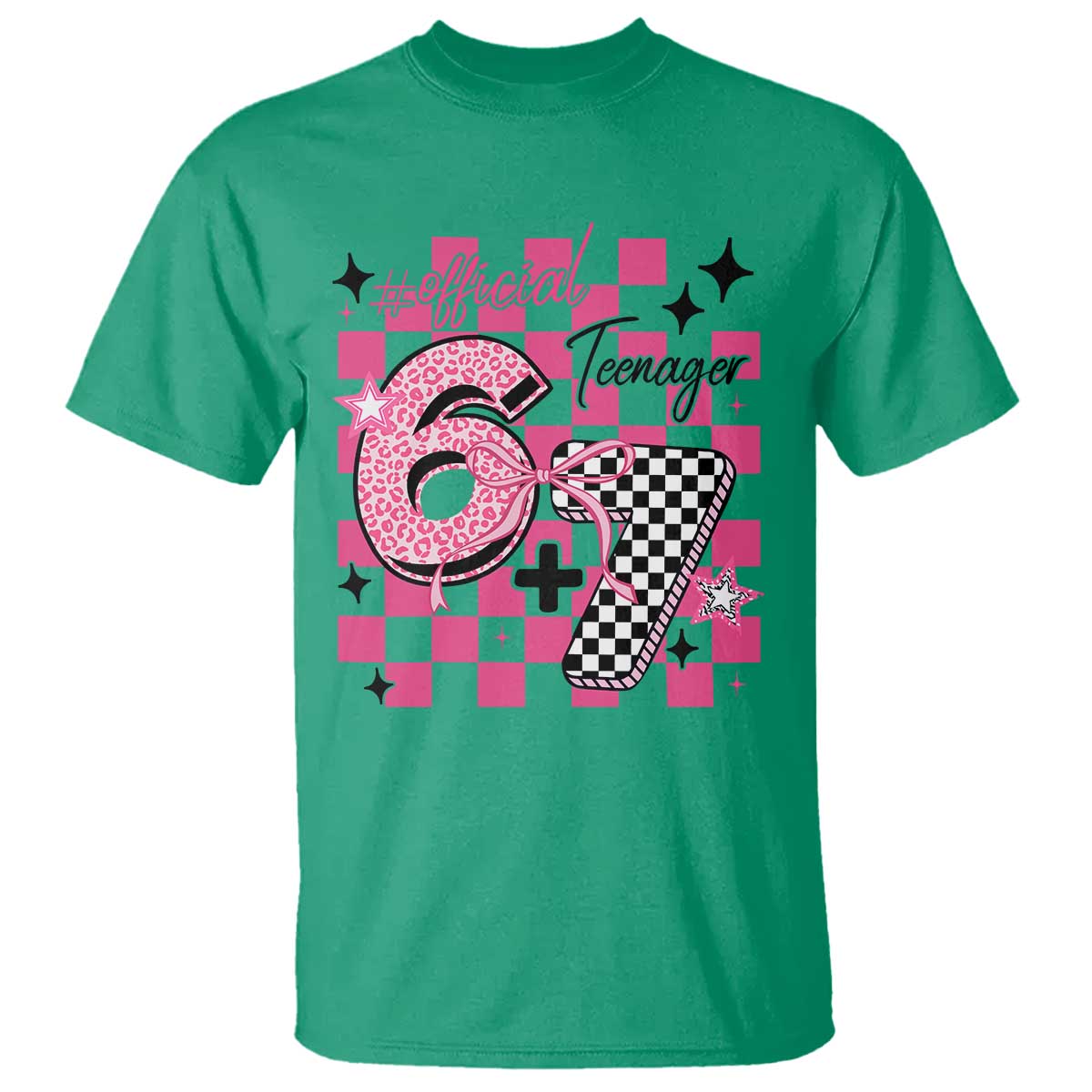 Funny 13th Birthday Official Teenager T Shirt 6+7 13 Year Old Kids Girls Pink Checkered 67 Meme TS10 Irish Green Print Your Wear
