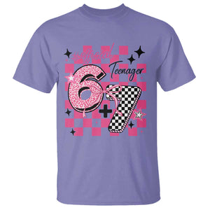 Funny 13th Birthday Official Teenager T Shirt 6+7 13 Year Old Kids Girls Pink Checkered 67 Meme TS10 Violet Print Your Wear