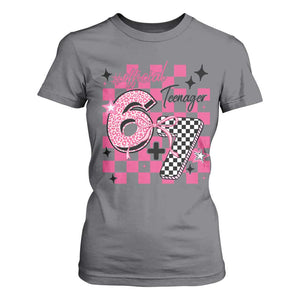 Funny 13th Birthday Official Teenager T Shirt For Women 6+7 13 Year Old Kids Girls Pink Checkered 67 Meme TS10 Charcoal Print Your Wear