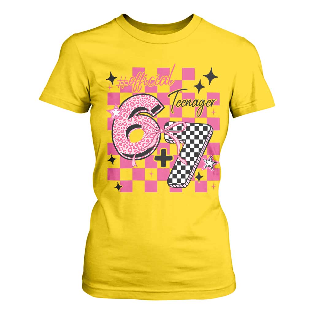 Funny 13th Birthday Official Teenager T Shirt For Women 6+7 13 Year Old Kids Girls Pink Checkered 67 Meme TS10 Daisy Print Your Wear