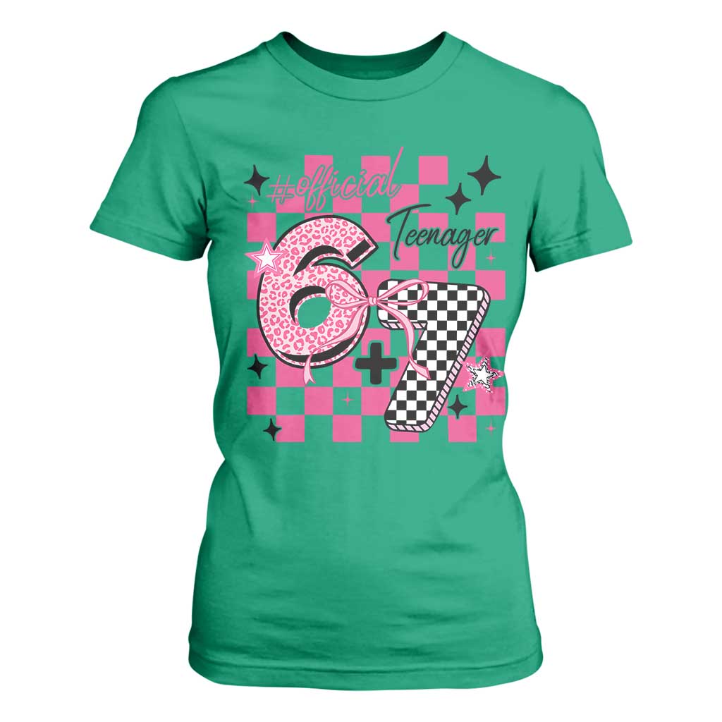 Funny 13th Birthday Official Teenager T Shirt For Women 6+7 13 Year Old Kids Girls Pink Checkered 67 Meme TS10 Irish Green Print Your Wear