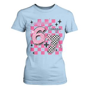 Funny 13th Birthday Official Teenager T Shirt For Women 6+7 13 Year Old Kids Girls Pink Checkered 67 Meme TS10 Light Blue Print Your Wear