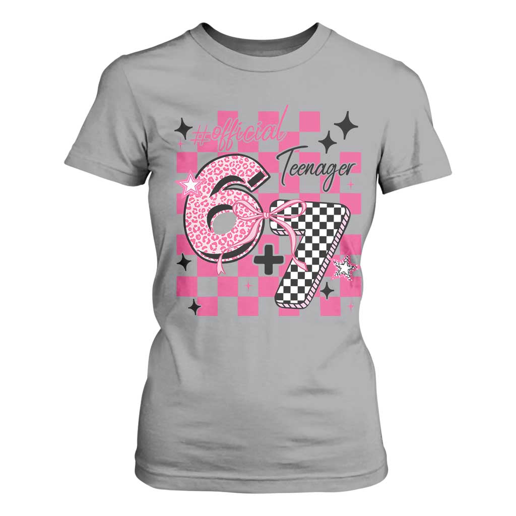 Funny 13th Birthday Official Teenager T Shirt For Women 6+7 13 Year Old Kids Girls Pink Checkered 67 Meme TS10 Sport Gray Print Your Wear