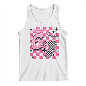 Funny 13th Birthday Official Teenager Tank Top 6+7 13 Year Old Kids Girls Pink Checkered 67 Meme TS10 White Print Your Wear