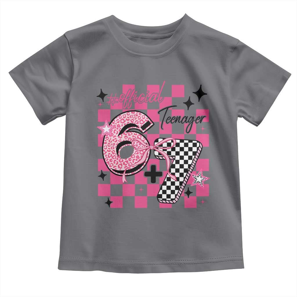 Funny 13th Birthday Official Teenager Toddler T Shirt 6+7 13 Year Old Kids Girls Pink Checkered 67 Meme TS10 Charcoal Print Your Wear