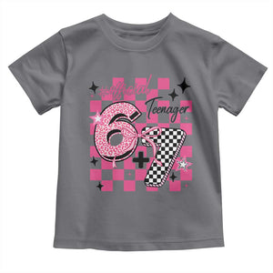 Funny 13th Birthday Official Teenager Toddler T Shirt 6+7 13 Year Old Kids Girls Pink Checkered 67 Meme TS10 Charcoal Print Your Wear