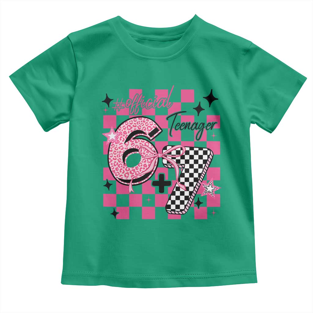 Funny 13th Birthday Official Teenager Toddler T Shirt 6+7 13 Year Old Kids Girls Pink Checkered 67 Meme TS10 Irish Green Print Your Wear