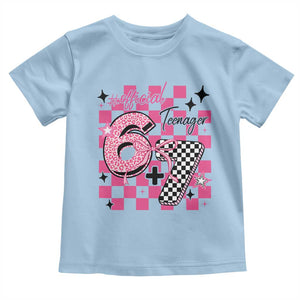 Funny 13th Birthday Official Teenager Toddler T Shirt 6+7 13 Year Old Kids Girls Pink Checkered 67 Meme TS10 Light Blue Print Your Wear