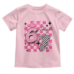 Funny 13th Birthday Official Teenager Toddler T Shirt 6+7 13 Year Old Kids Girls Pink Checkered 67 Meme TS10 Light Pink Print Your Wear