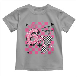 Funny 13th Birthday Official Teenager Toddler T Shirt 6+7 13 Year Old Kids Girls Pink Checkered 67 Meme TS10 Sport Gray Print Your Wear