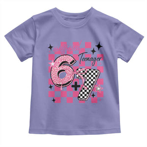 Funny 13th Birthday Official Teenager Toddler T Shirt 6+7 13 Year Old Kids Girls Pink Checkered 67 Meme TS10 Violet Print Your Wear
