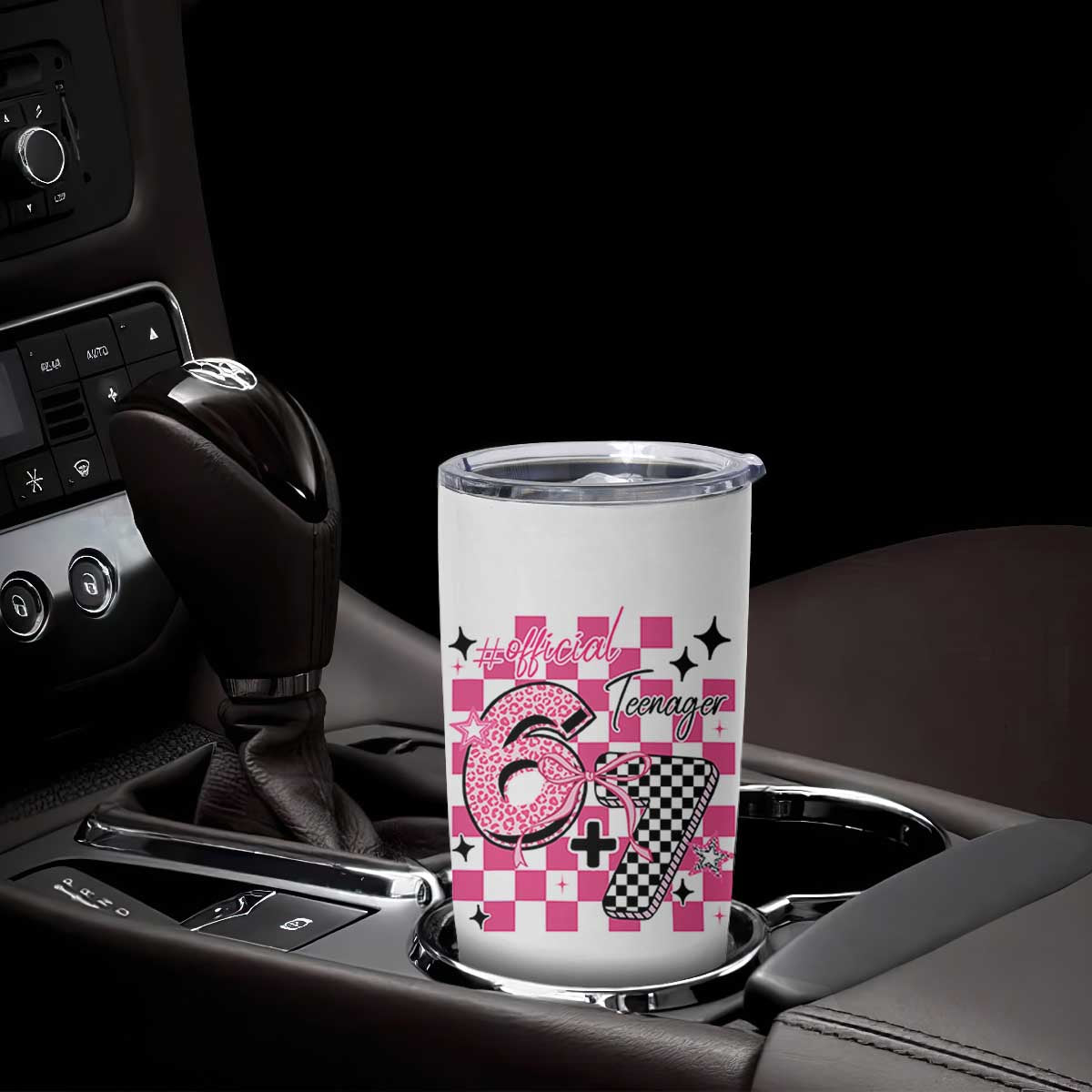 Funny 13th Birthday Official Teenager Tumbler Cup 6+7 13 Year Old Kids Girls Pink Checkered 67 Meme TS10 Print Your Wear