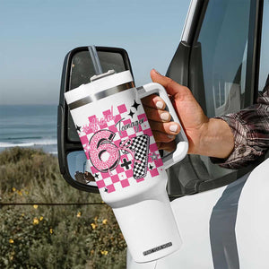 Funny 13th Birthday Official Teenager Tumbler With Handle 6+7 13 Year Old Kids Girls Pink Checkered 67 Meme TS10 Print Your Wear