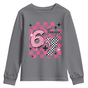 Funny 13th Birthday Official Teenager Youth Sweatshirt 6+7 13 Year Old Kids Girls Pink Checkered 67 Meme TS10 Charcoal Print Your Wear