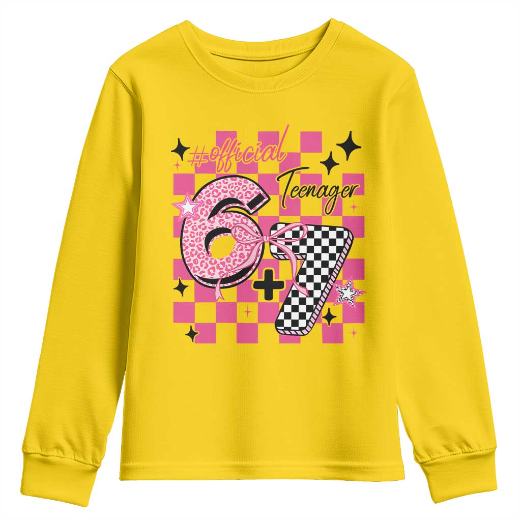 Funny 13th Birthday Official Teenager Youth Sweatshirt 6+7 13 Year Old Kids Girls Pink Checkered 67 Meme TS10 Daisy Print Your Wear