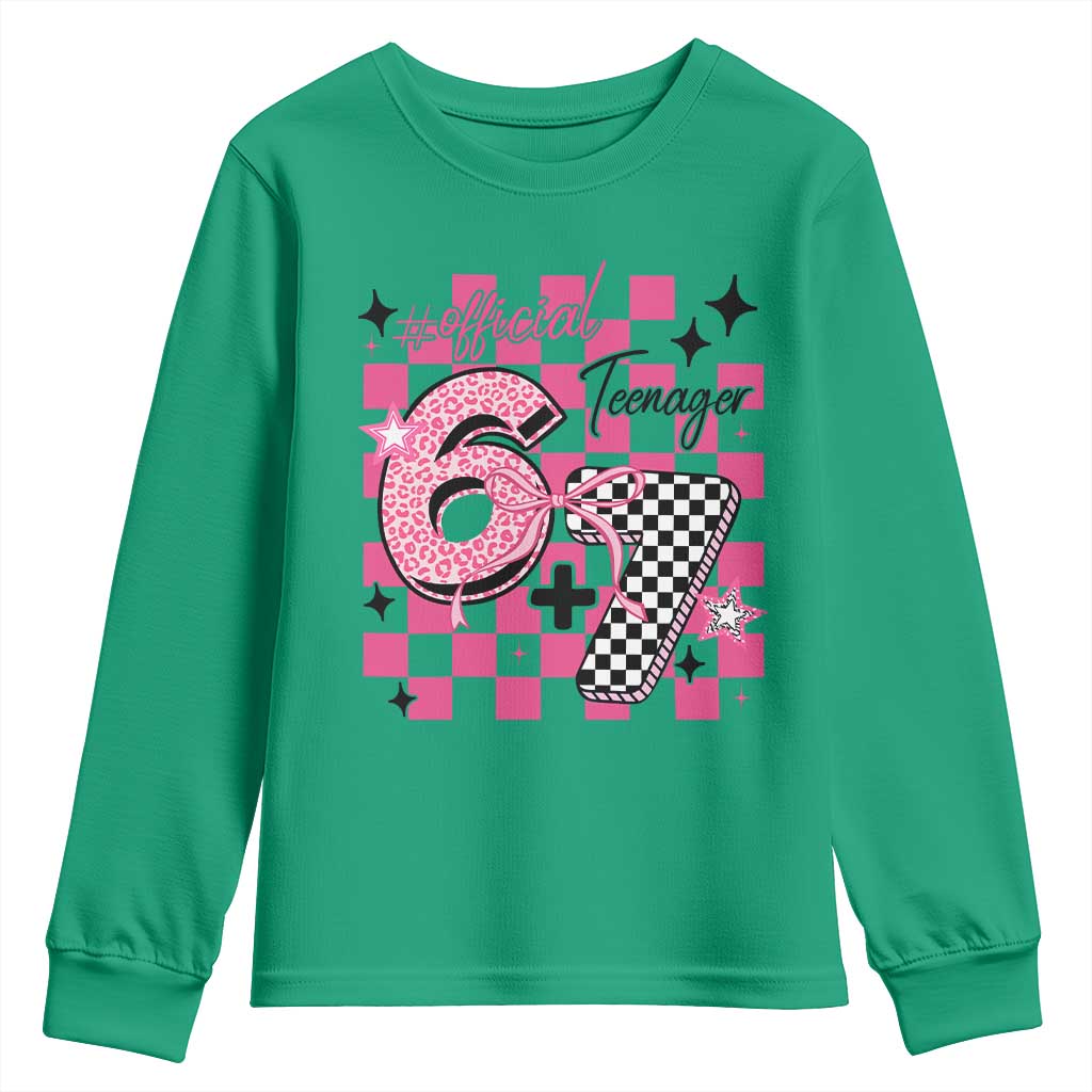 Funny 13th Birthday Official Teenager Youth Sweatshirt 6+7 13 Year Old Kids Girls Pink Checkered 67 Meme TS10 Irish Green Print Your Wear
