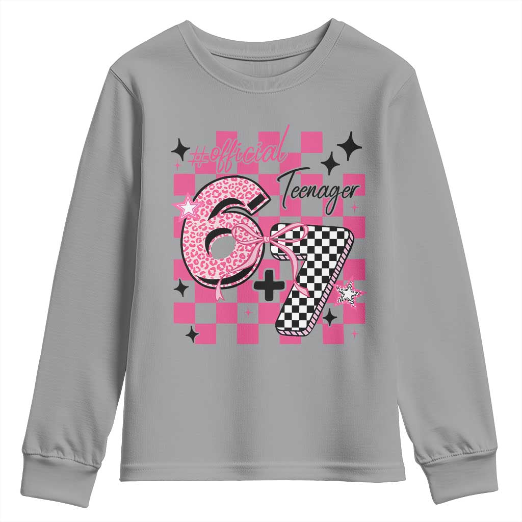 Funny 13th Birthday Official Teenager Youth Sweatshirt 6+7 13 Year Old Kids Girls Pink Checkered 67 Meme TS10 Sport Gray Print Your Wear