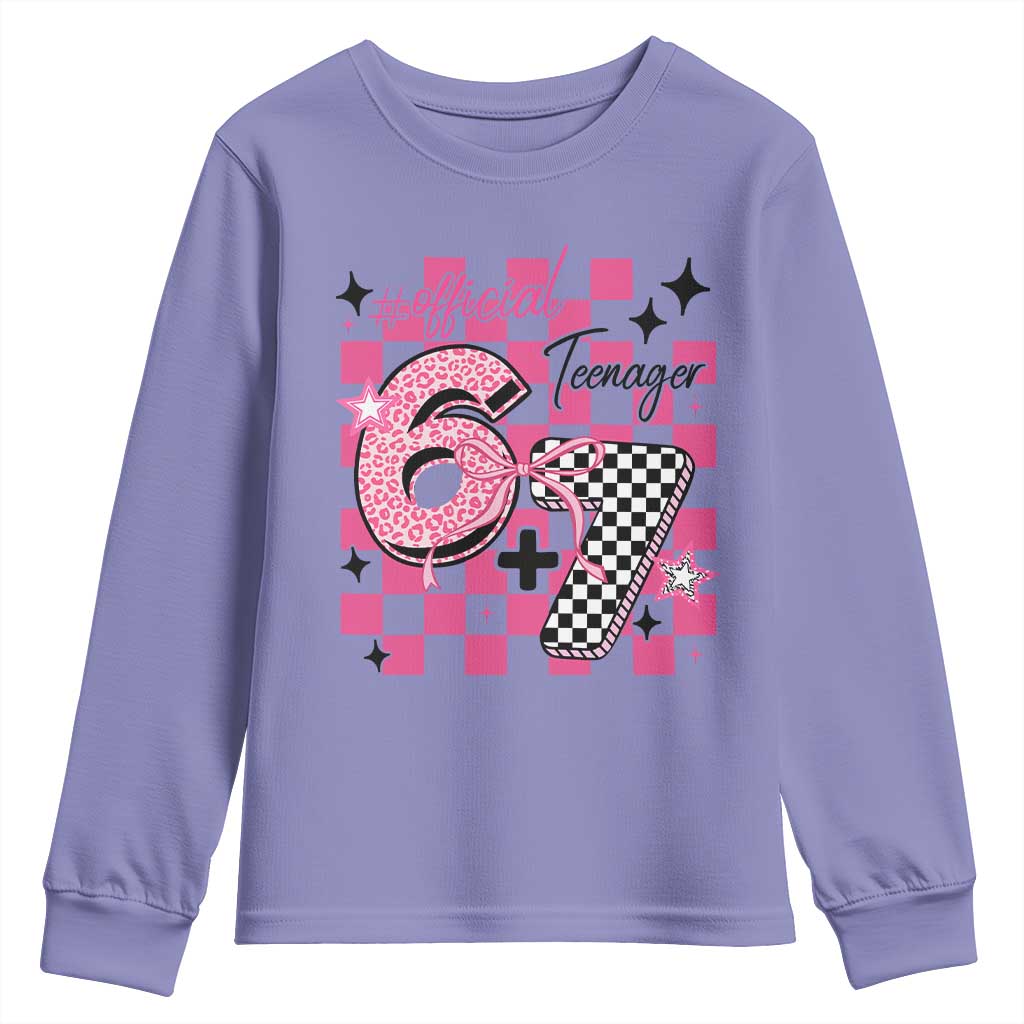 Funny 13th Birthday Official Teenager Youth Sweatshirt 6+7 13 Year Old Kids Girls Pink Checkered 67 Meme TS10 Violet Print Your Wear