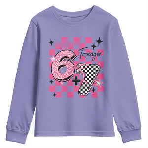 Funny 13th Birthday Official Teenager Youth Sweatshirt 6+7 13 Year Old Kids Girls Pink Checkered 67 Meme TS10 Violet Print Your Wear
