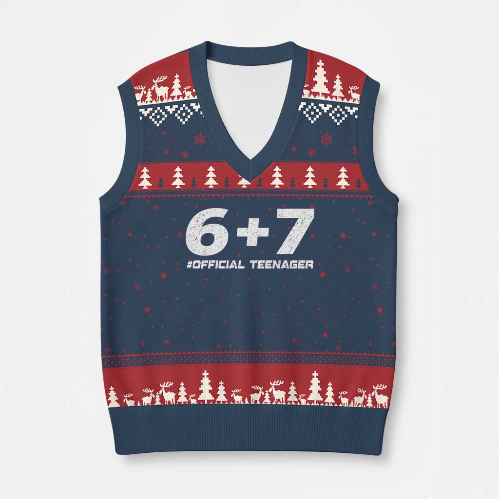 Funny 13th Birthday Official Teenager V-Neck Knit Sweater Vest 13 Years Old Boys Kids TS10 Navy Red Print Your Wear
