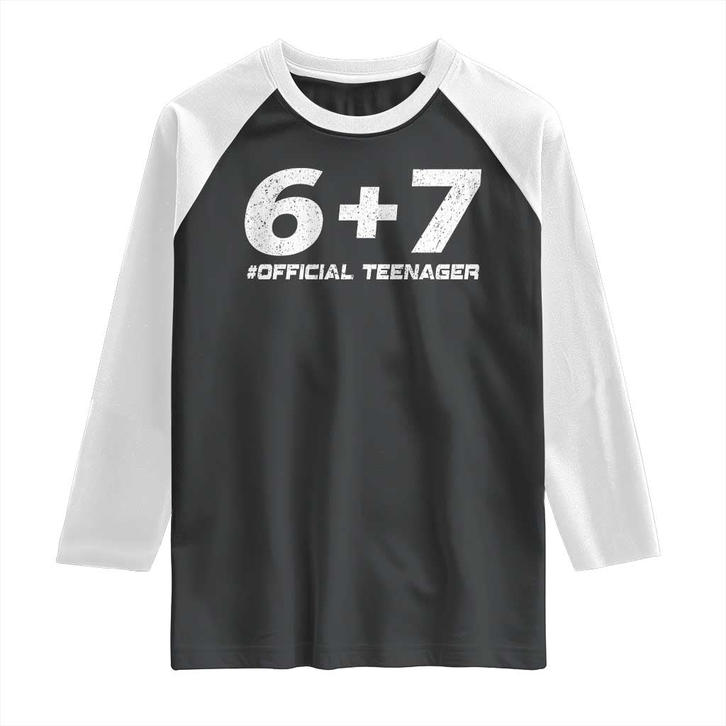 Funny 13th Birthday Official Teenager Raglan Shirt 13 Years Old Boys Kids TS10 Black White Print Your Wear