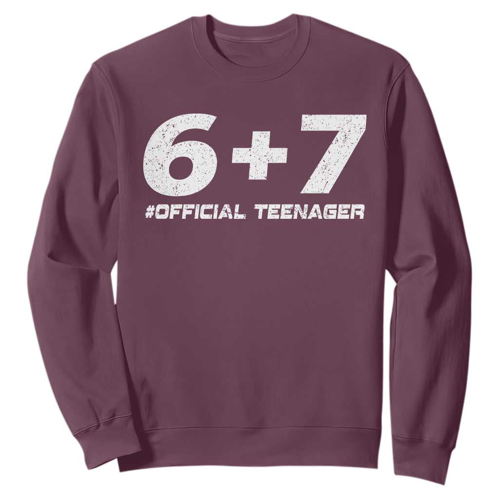 Funny 13th Birthday Official Teenager Sweatshirt 13 Years Old Boys Kids TS10 Maroon Print Your Wear