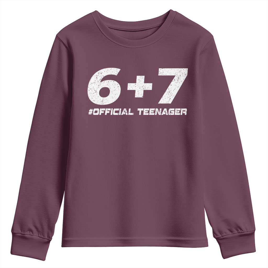 Funny 13th Birthday Official Teenager Youth Sweatshirt 13 Years Old Boys Kids TS10 Maroon Print Your Wear