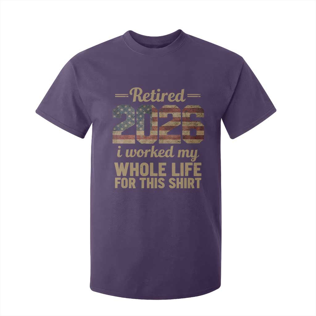 Retired 2026 T Shirt For Kid Vintage Retirement US Flag I Worked My Whole Life TS10 Purple Print Your Wear