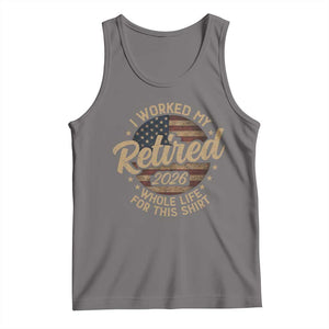 Retired 2026 Tank Top Funny Retirement I Worked My Whole Life Retro US Flag TS10 Deep Heather Print Your Wear