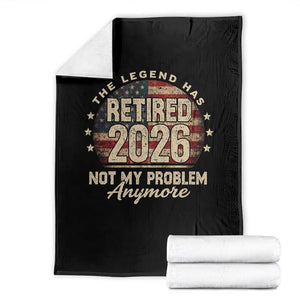 The Legend Has Retired 2026 Throw Blanket Funny Retirement USA Flag TS10 Black Print Your Wear