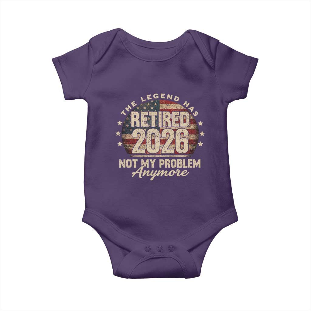 The Legend Has Retired 2026 Baby Onesie Funny Retirement USA Flag TS10 Purple Print Your Wear