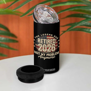 The Legend Has Retired 2026 4 in 1 Can Cooler Tumbler Funny Retirement USA Flag TS10 Print Your Wear