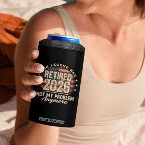 The Legend Has Retired 2026 4 in 1 Can Cooler Tumbler Funny Retirement USA Flag TS10 Print Your Wear