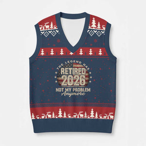 The Legend Has Retired 2026 V-Neck Knit Sweater Vest Funny Retirement USA Flag TS10 Navy Red Print Your Wear