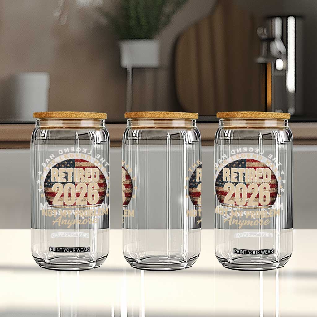 The Legend Has Retired 2026 Glass Can Funny Retirement USA Flag TS10 Print Your Wear