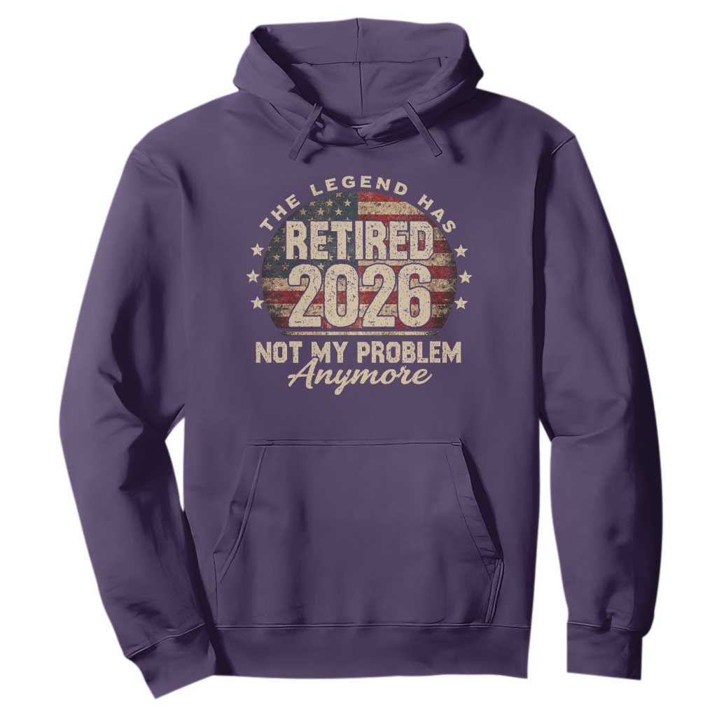 The Legend Has Retired 2026 Hoodie Funny Retirement USA Flag TS10 Purple Print Your Wear