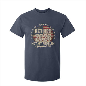 The Legend Has Retired 2026 T Shirt For Kid Funny Retirement USA Flag TS10 Navy Print Your Wear