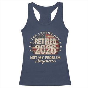 The Legend Has Retired 2026 Racerback Tank Top Funny Retirement USA Flag TS10 Navy Print Your Wear