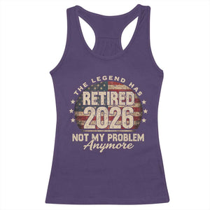 The Legend Has Retired 2026 Racerback Tank Top Funny Retirement USA Flag TS10 Purple Print Your Wear