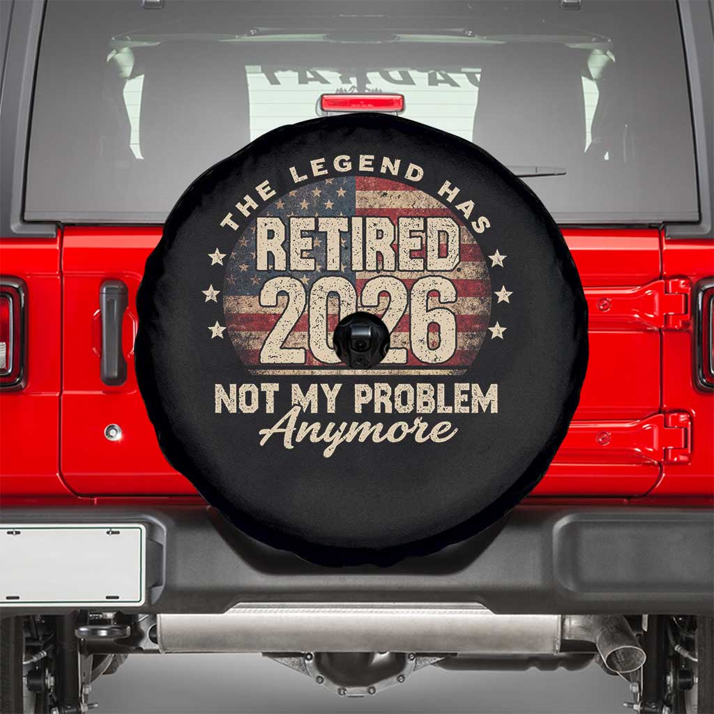 The Legend Has Retired 2026 Spare Tire Cover Funny Retirement USA Flag TS10 Black Print Your Wear