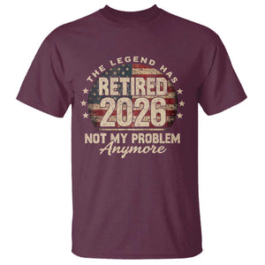 The Legend Has Retired 2026 T Shirt Funny Retirement USA Flag TS10 Maroon Print Your Wear