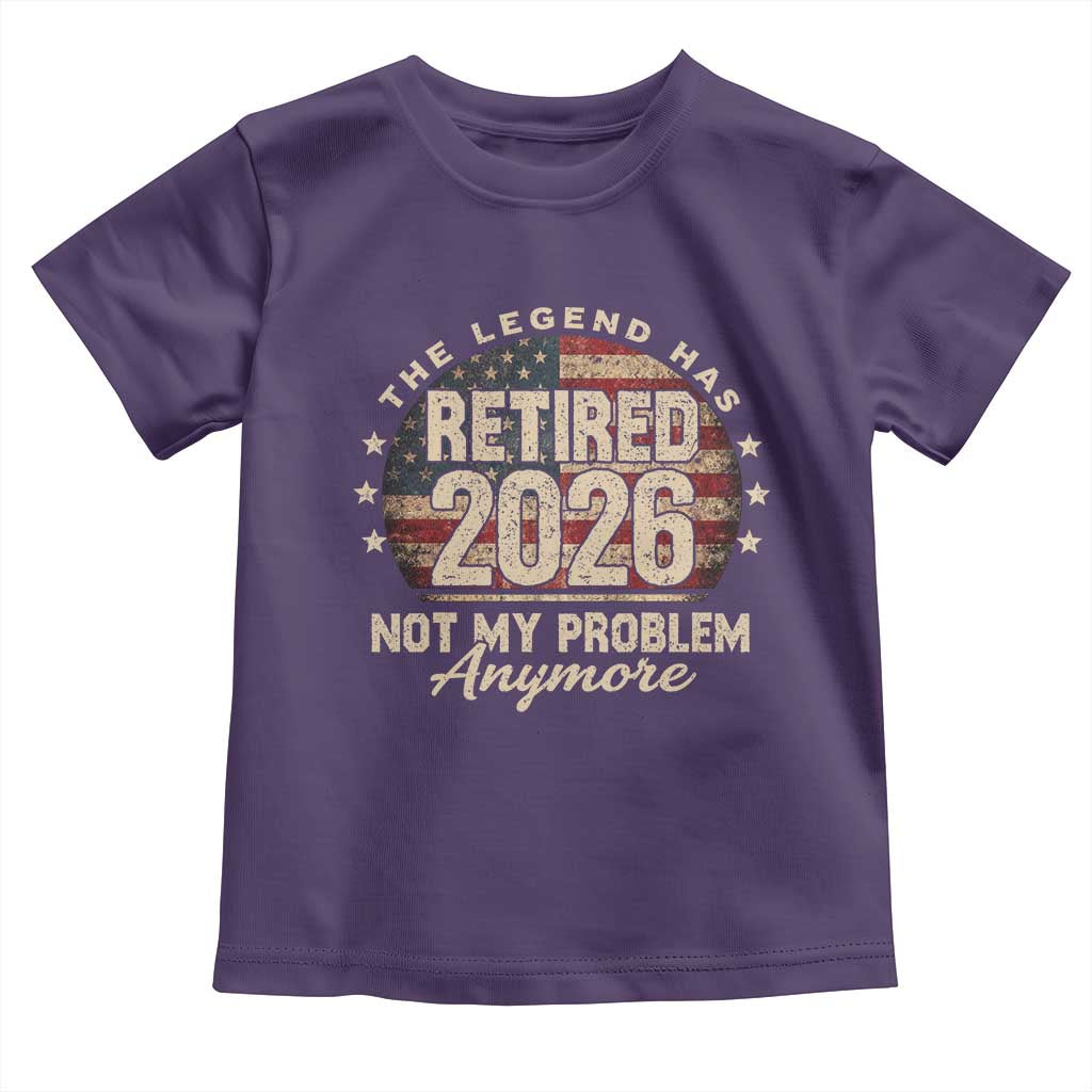 The Legend Has Retired 2026 Toddler T Shirt Funny Retirement USA Flag TS10 Purple Print Your Wear