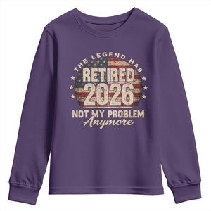The Legend Has Retired 2026 Youth Sweatshirt Funny Retirement USA Flag TS10 Purple Print Your Wear