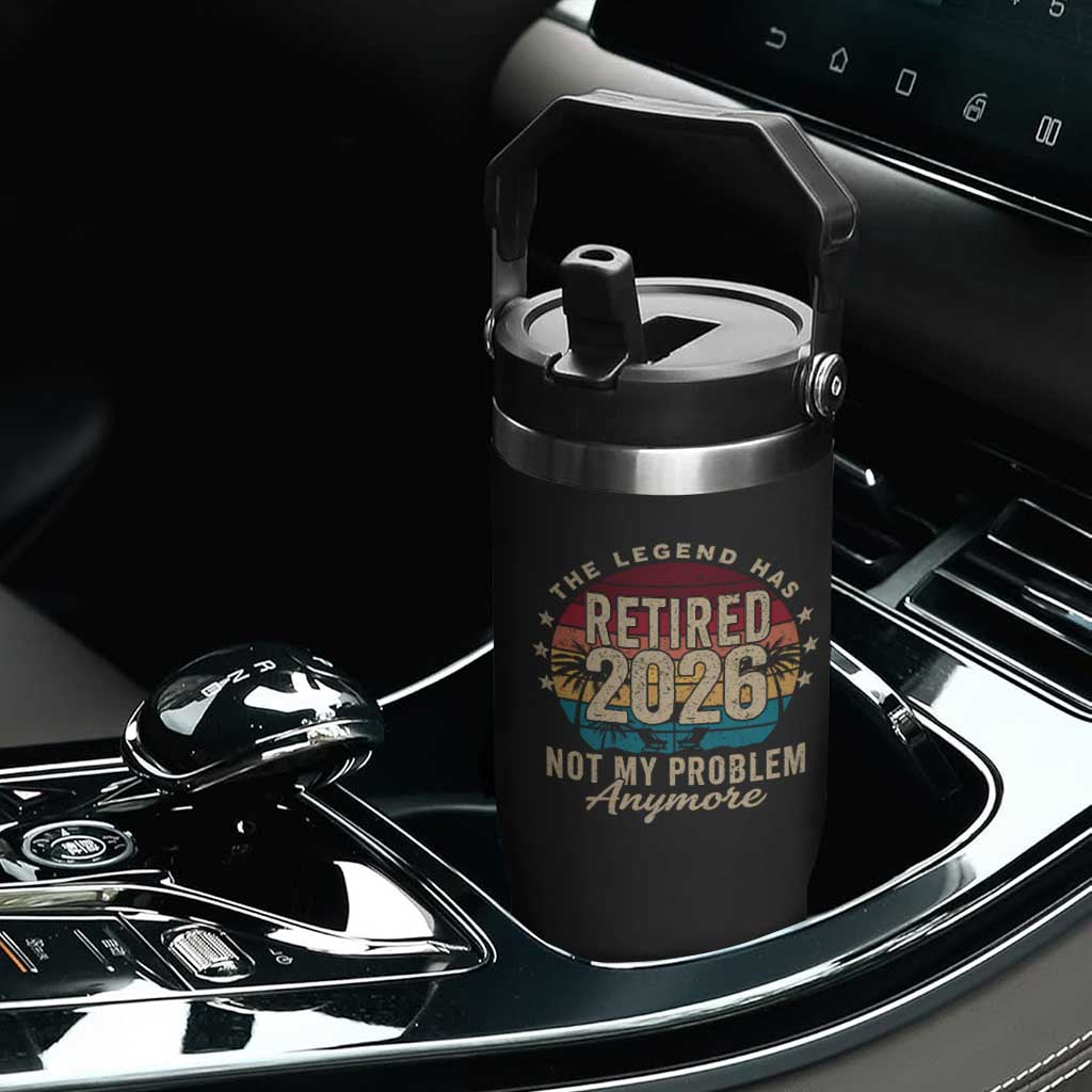 The Legend Has Retired 2026 Flip Straw Tumbler Retro Funny Retirement TS10 Print Your Wear