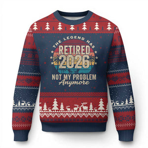 The Legend Has Retired 2026 Ugly Christmas Sweater Retro Funny Retirement TS10 Navy Red Print Your Wear