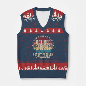 The Legend Has Retired 2026 V-Neck Knit Sweater Vest Retro Funny Retirement TS10 Navy Red Print Your Wear