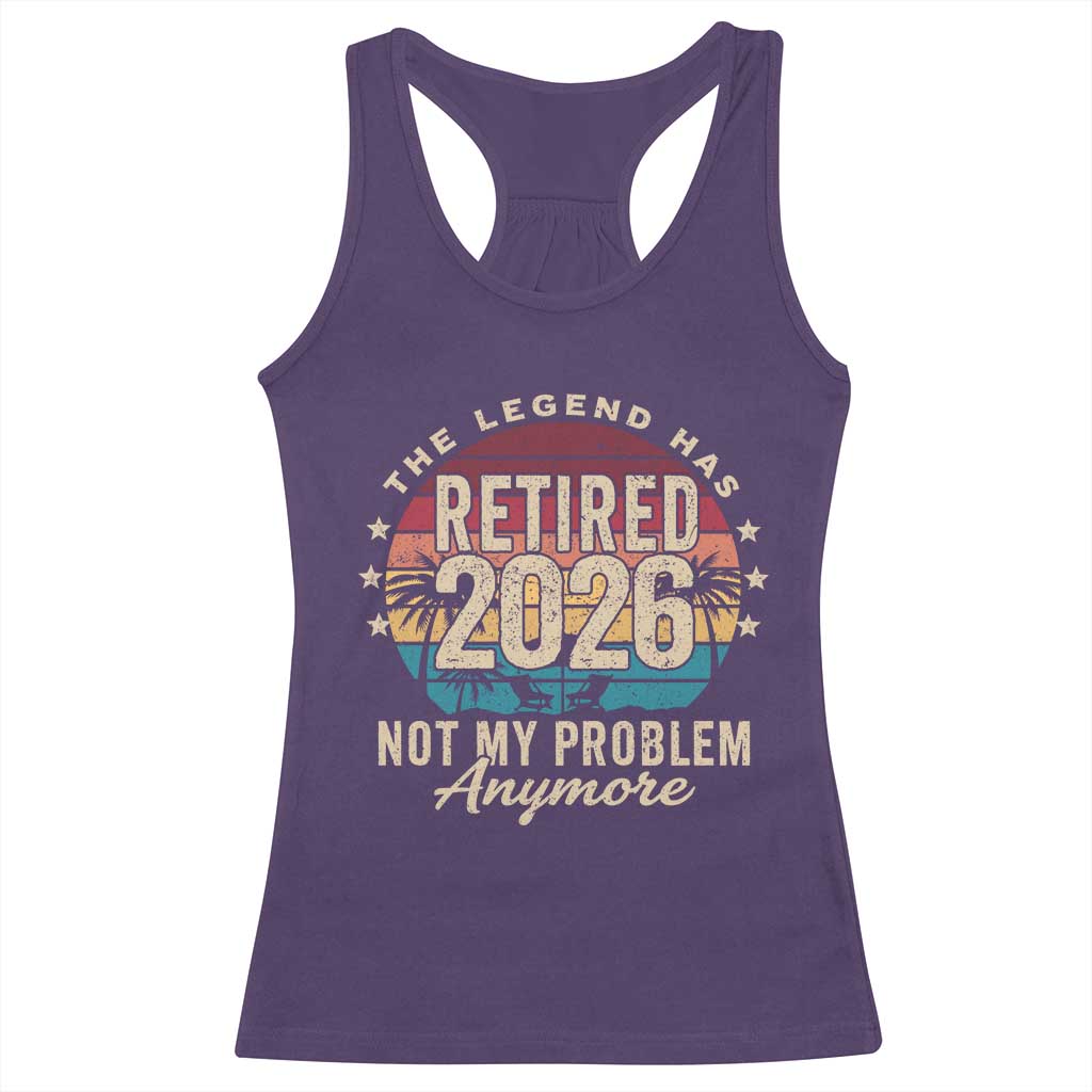 The Legend Has Retired 2026 Racerback Tank Top Retro Funny Retirement TS10 Purple Print Your Wear