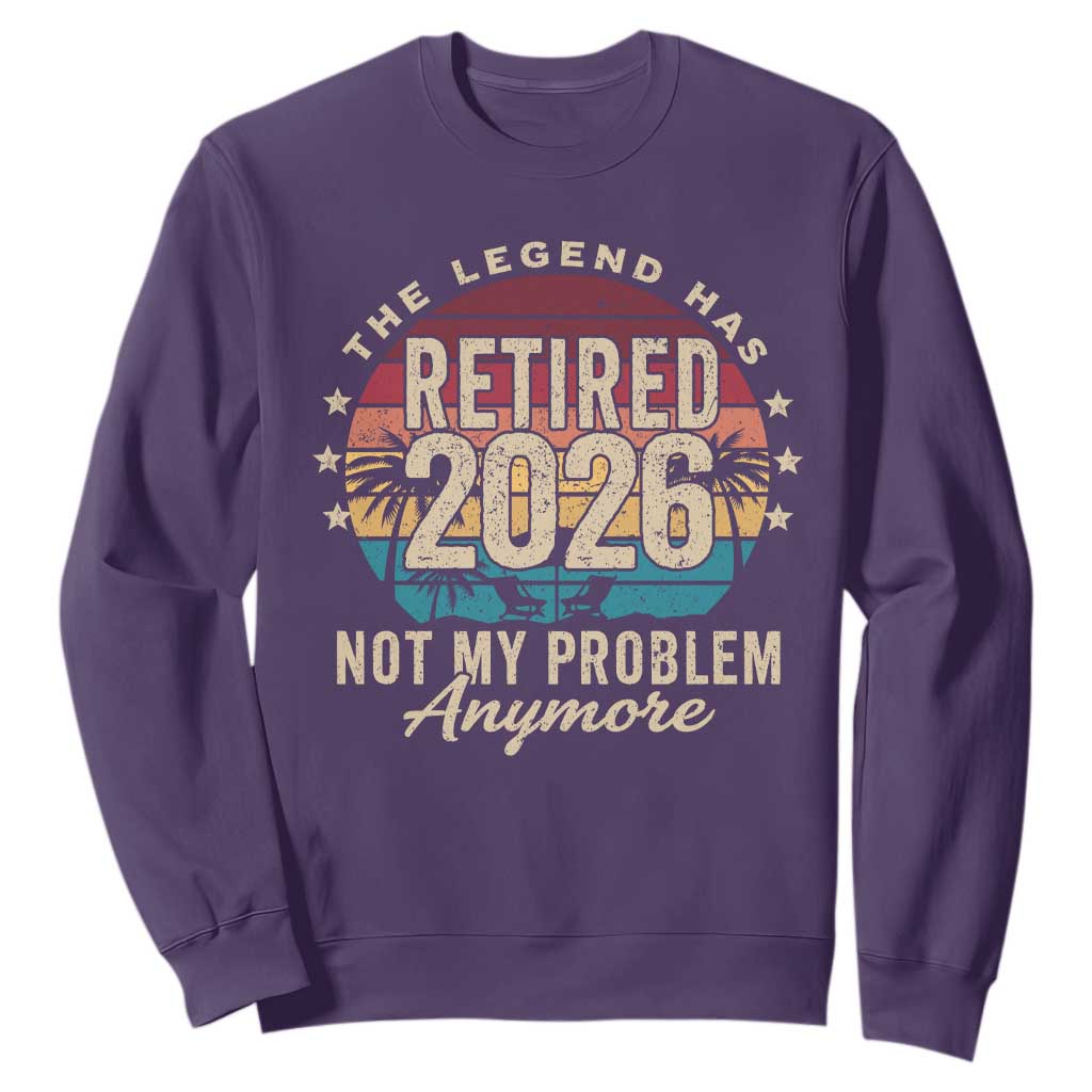 The Legend Has Retired 2026 Sweatshirt Retro Funny Retirement TS10 Purple Print Your Wear