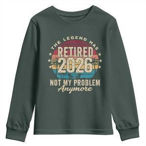 The Legend Has Retired 2026 Youth Sweatshirt Retro Funny Retirement TS10 Dark Forest Green Print Your Wear