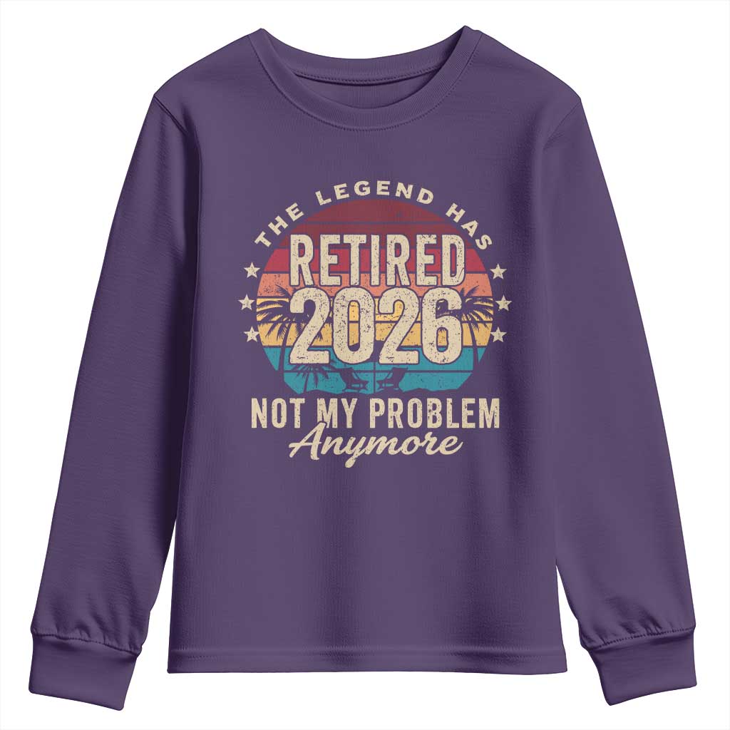 The Legend Has Retired 2026 Youth Sweatshirt Retro Funny Retirement TS10 Purple Print Your Wear